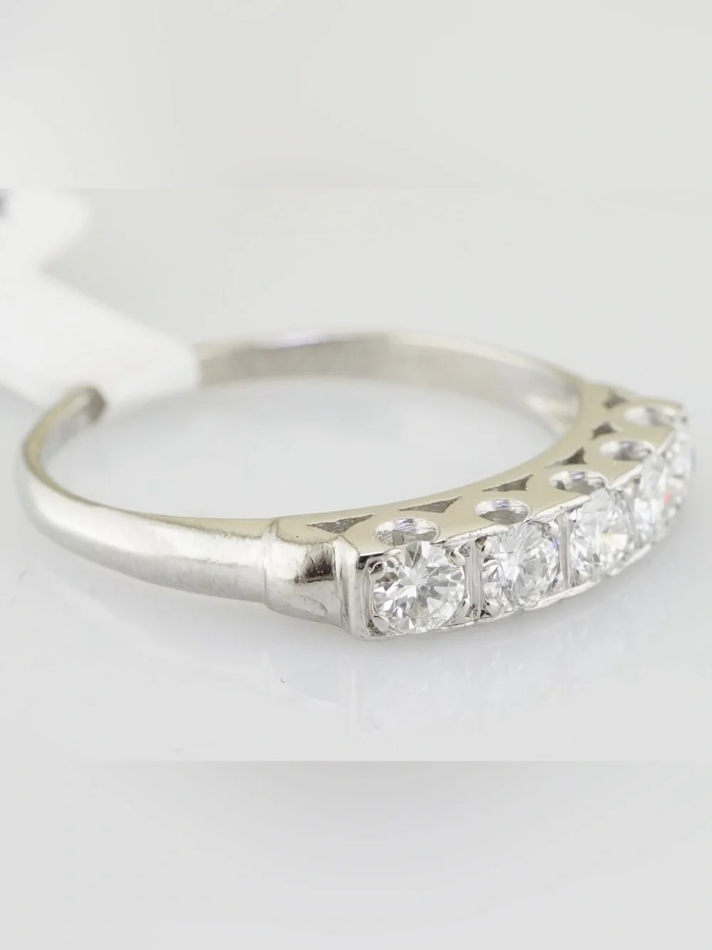 Art deco inspired platinum and natural diamond anniversary band / wedding band